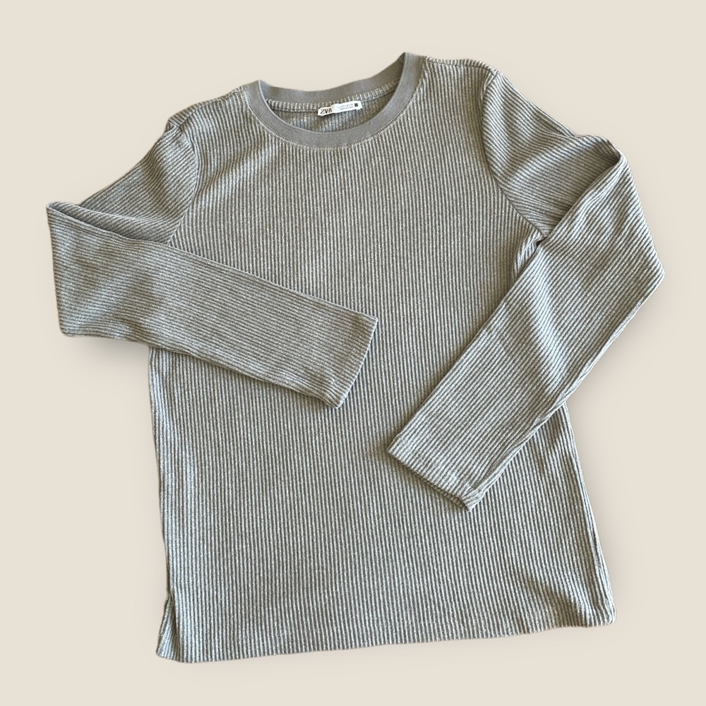 Zara Long Sleeves Ribbed Soft Top Sz S